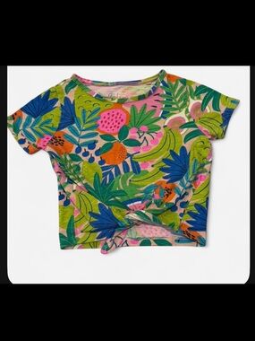 Boden Tie-Front Tropical Fruit T-Shirt size 5-6 years